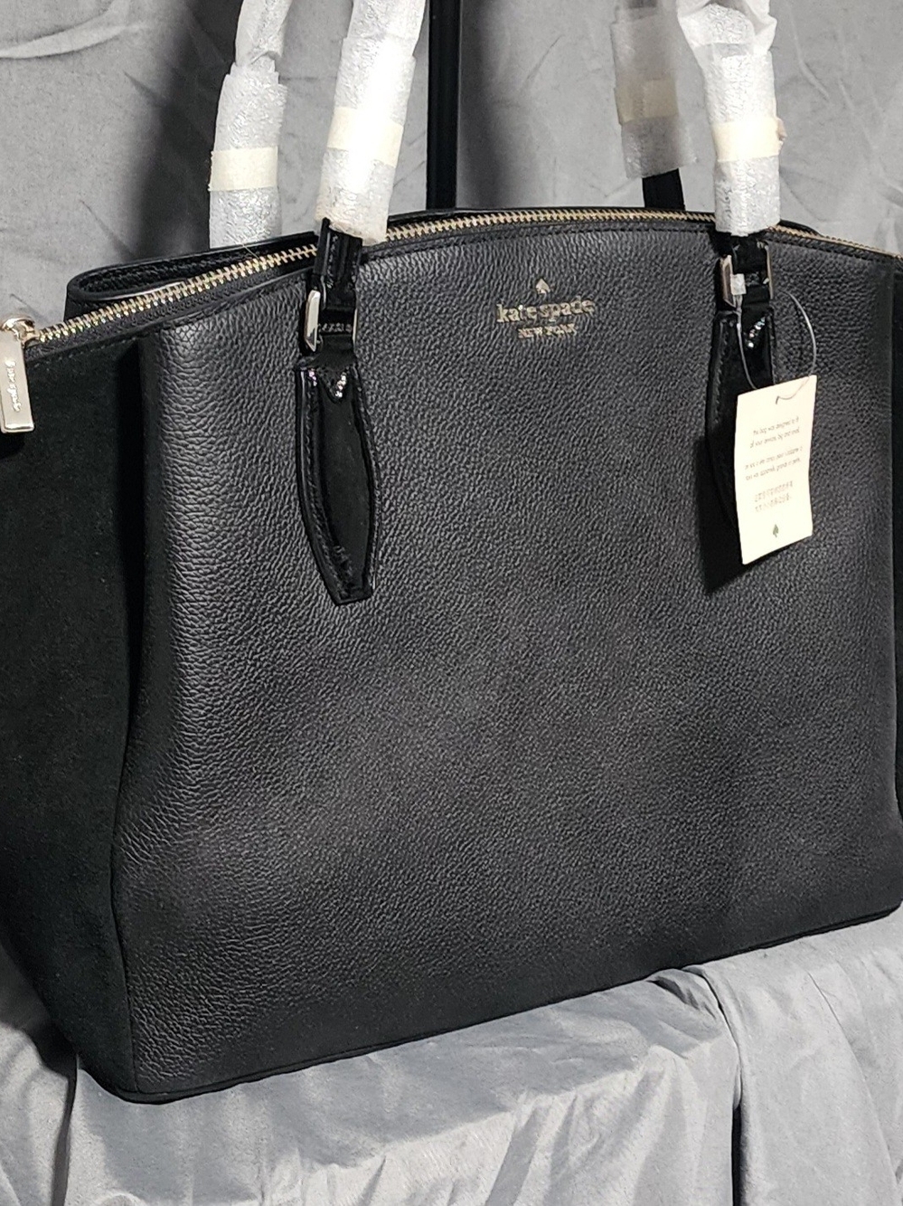 NWT Kate Spade Monet Large Triple Compartment Black Leather Shoulderbag Purse